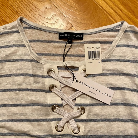 NWT Generation Love Kiki Lace up Tee - Picture 7 of 7